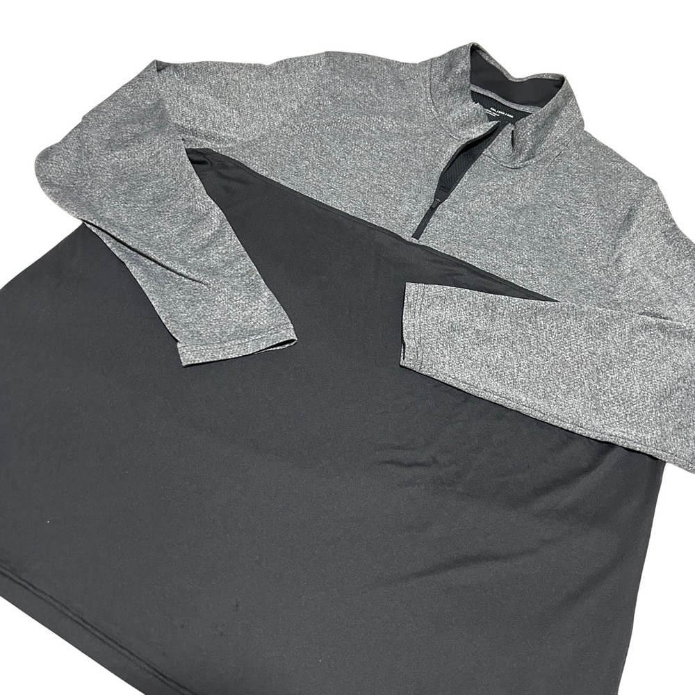 Under Armour Quarter Zip Pullover Mens 2XL Gray Black Colorblock Activewear Top